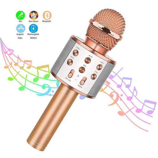 Wireless Bluetooth Karaoke Microphone , Karaoke Mic Speaker With Adjustable Remix FM Radio for Kids Girls Boys Teens Birthday