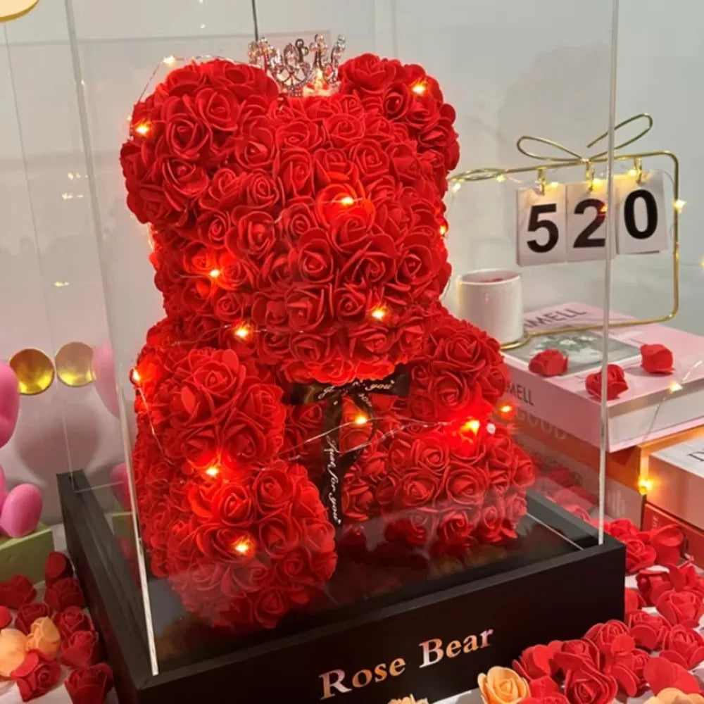 Artificial Rose Bear 1 Count Cute Bear Shaped Artificial Rose Bouquet Decorative Flower for Home Party Birthday Gift Perfect Gift for Any Occasion
