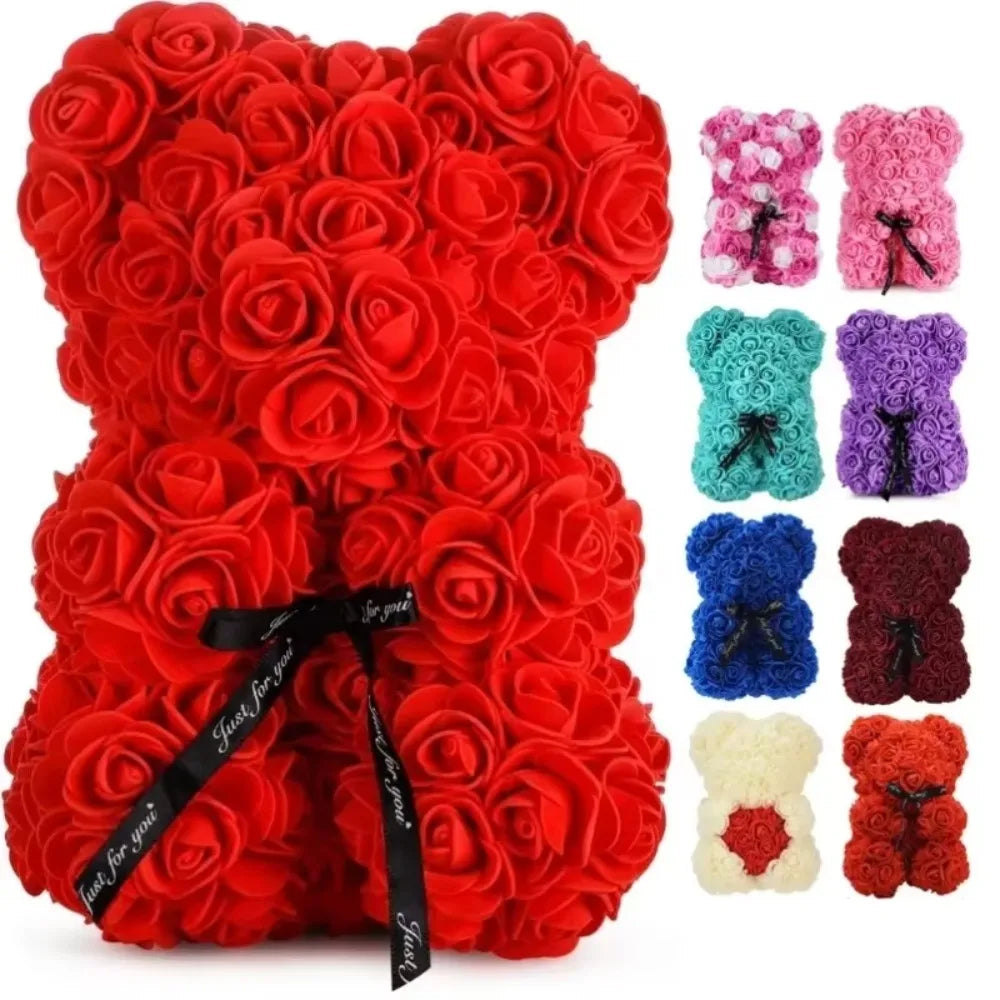Artificial Rose Bear 1 Count Cute Bear Shaped Artificial Rose Bouquet Decorative Flower for Home Party Birthday Gift Perfect Gift for Any Occasion