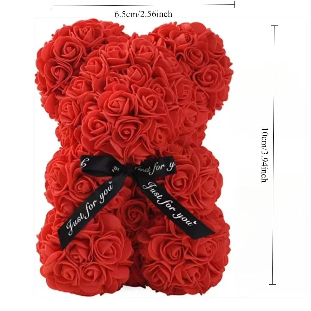 Artificial Rose Bear 1 Count Cute Bear Shaped Artificial Rose Bouquet Decorative Flower for Home Party Birthday Gift Perfect Gift for Any Occasion