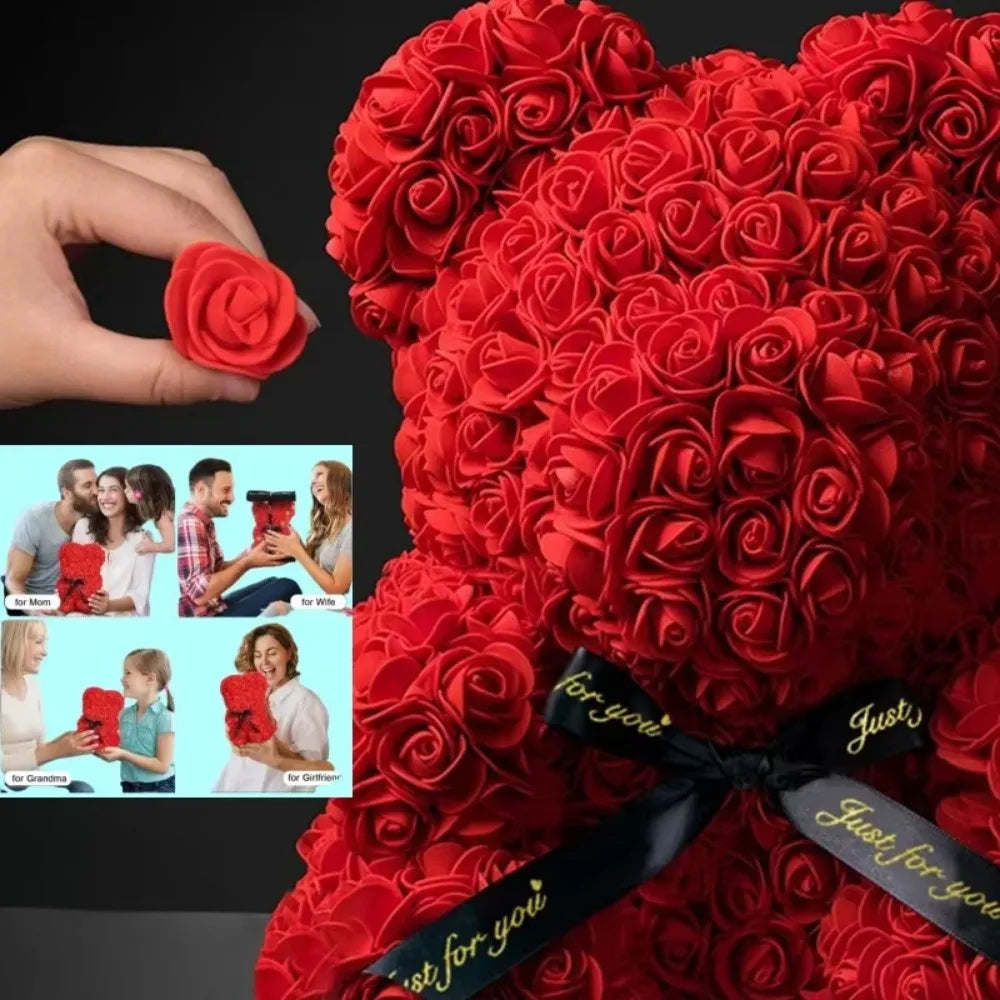 Artificial Rose Bear 1 Count Cute Bear Shaped Artificial Rose Bouquet Decorative Flower for Home Party Birthday Gift Perfect Gift for Any Occasion