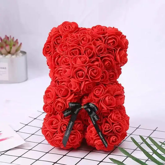 Artificial Rose Bear 1 Count Cute Bear Shaped Artificial Rose Bouquet Decorative Flower for Home Party Birthday Gift Perfect Gift for Any Occasion