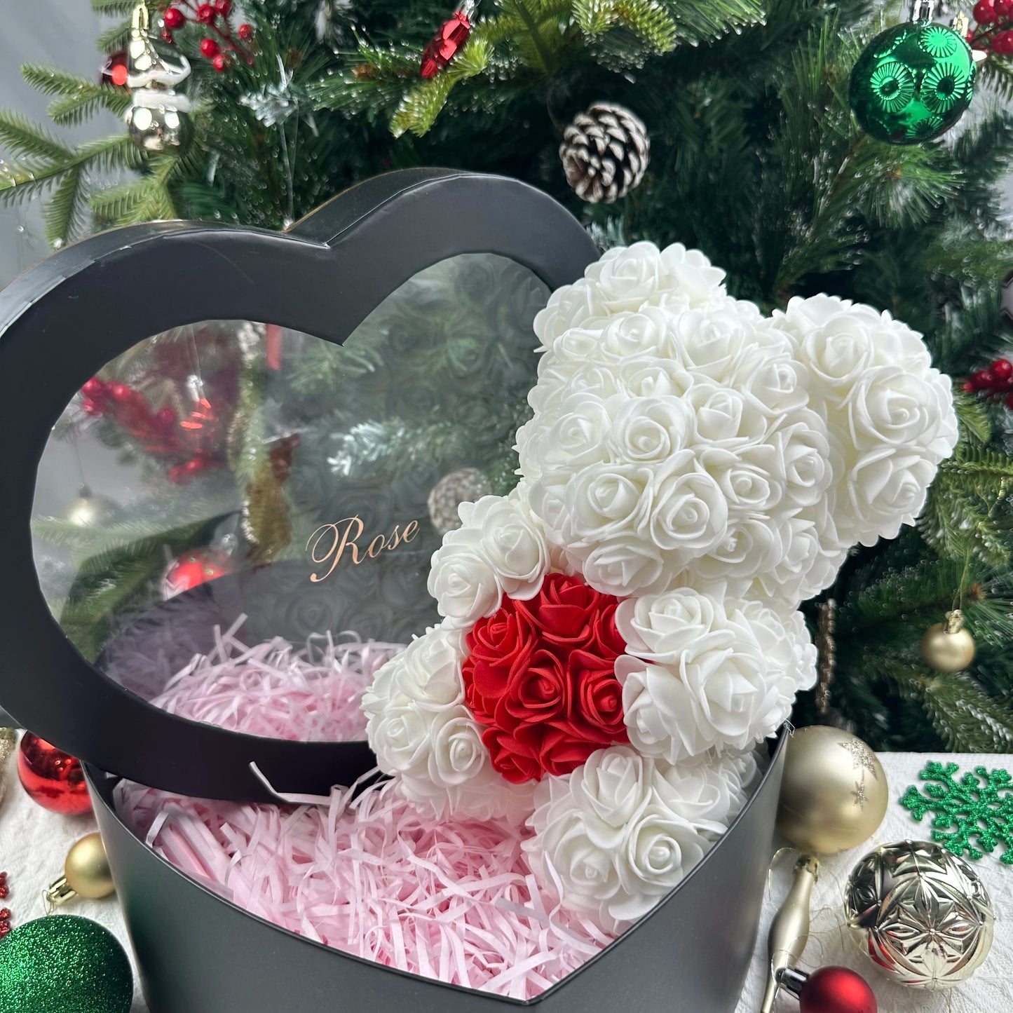Artificial Rose Bear 1 Count Cute Bear Shaped Artificial Rose Bouquet Decorative Flower for Home Party Birthday Gift Perfect Gift for Any Occasion