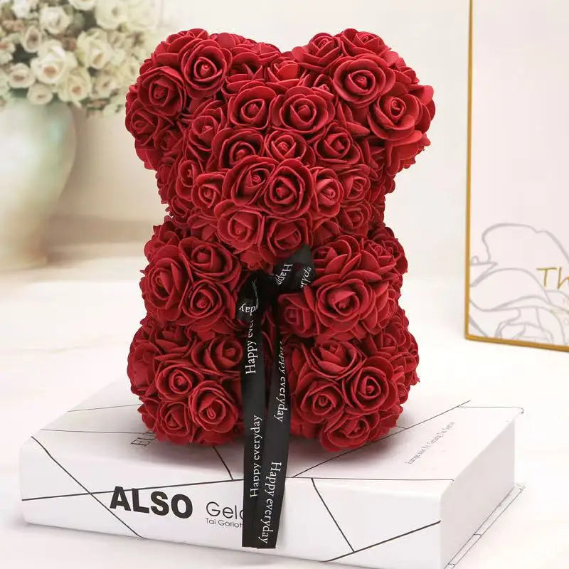 Artificial Rose Bear 1 Count Cute Bear Shaped Artificial Rose Bouquet Decorative Flower for Home Party Birthday Gift Perfect Gift for Any Occasion