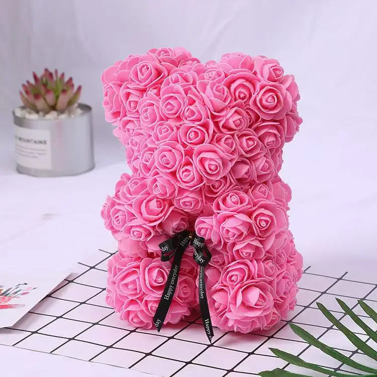 Artificial Rose Bear 1 Count Cute Bear Shaped Artificial Rose Bouquet Decorative Flower for Home Party Birthday Gift Perfect Gift for Any Occasion