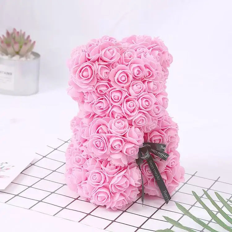 Artificial Rose Bear 1 Count Cute Bear Shaped Artificial Rose Bouquet Decorative Flower for Home Party Birthday Gift Perfect Gift for Any Occasion